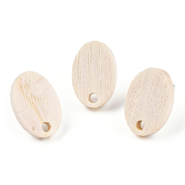 

PandaHall Ash Wood Stud Earring Findings, with 304 Stainless Steel Pin, Oval, 15.5x10.5mm, Hole: 1.8mm, Pin: 0.7mm Wood Oval