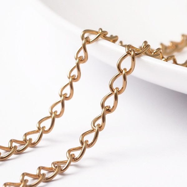 

PandaHall 3.28 Feet 304 Stainless Steel Curb Chains, Unwelded, Golden, 5.5x4x0.8mm 304 Stainless Steel