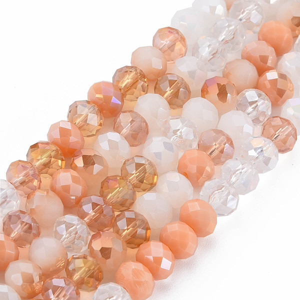 

PandaHall Electroplate Glass Beads Strands, AB Color Plated, Faceted, Rondelle, Light Salmon, 7.5~8x6mm, Hole: 1.5mm, about 69~72pcs/strand...