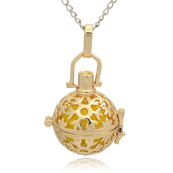 

PandaHall Golden Tone Brass Hollow Round Cage Pendants, with No Hole Spray Painted Brass Ball Beads, Gold, 35x25x21mm, Hole: 3x8mm Brass...