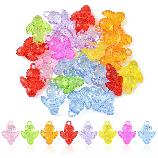 

PandaHall 50g Transparent Acrylic Pendants, Angel Charm, Mixed Color, 32x23x9.5mm, Hole: 4mm, about 20pcs/50g Acrylic Angel & Fairy..., Multicolor