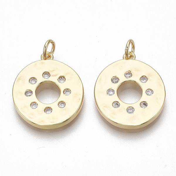 

PandaHall Brass Micro Pave Clear Cubic Zirconia Pendants, with Jump Ring,Flat Round, Nickel Free, Real 18K Gold Plated, 20.5x17x2.5mm, Jump...