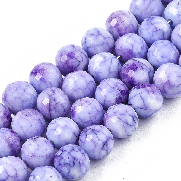 

PandaHall Opaque Baking Painted Crackle Glass Beads Strands, Round, Faceted, Lilac, 8x7.5mm, Hole: 0.8mm, about 60pcs/strand, 17.32~17.72..., Purple