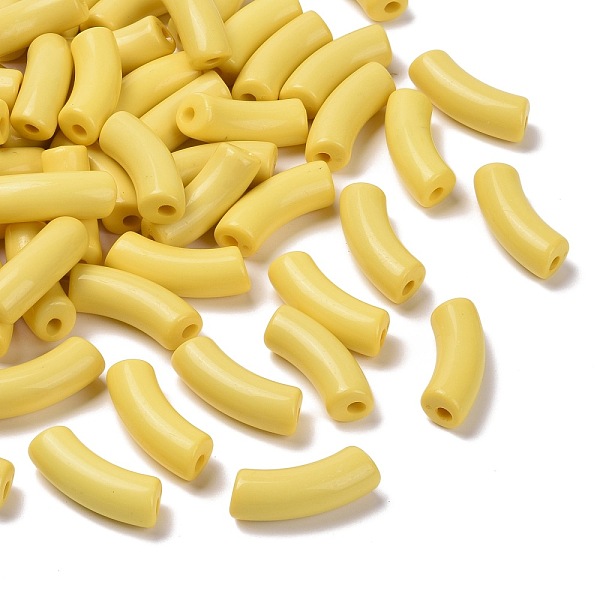 

PandaHall Opaque Acrylic Beads, Curved Tube, Champagne Yellow, 34.5x13x11mm, Hole: 3.5mm Acrylic Tube