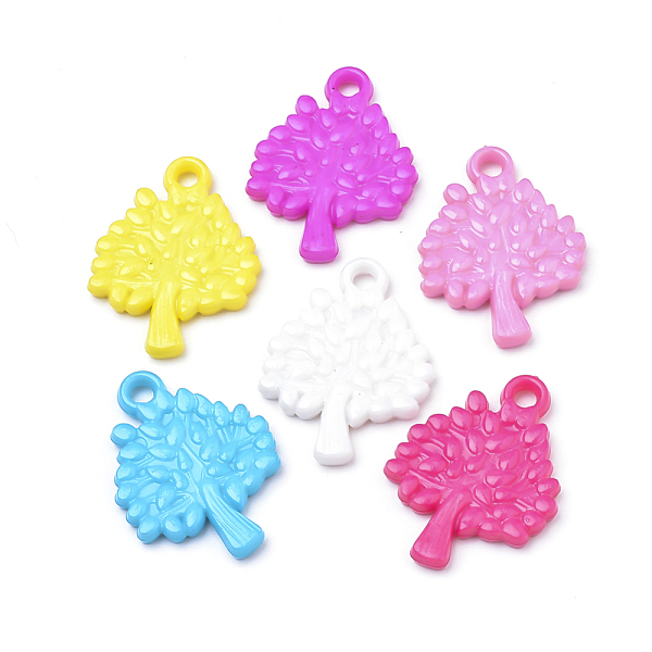 

PandaHall Opaque Acrylic Pendants, Tree, Mixed Color, 30x22.5x3mm, Hole: 3mm, about 430pcs/500g Acrylic Tree Multicolor