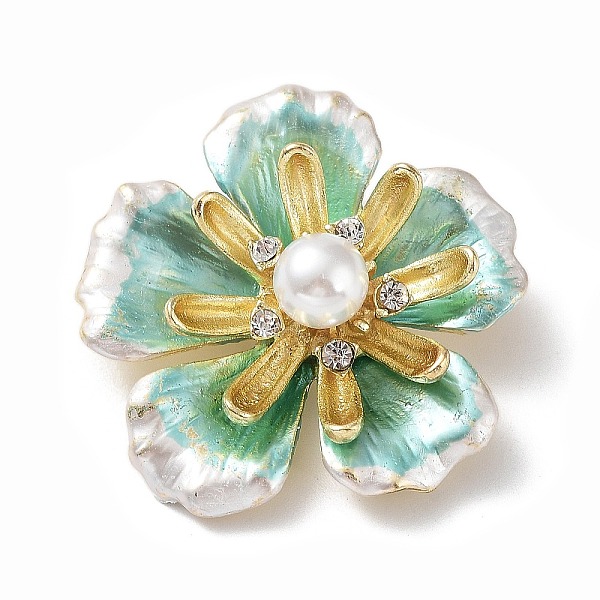 

PandaHall Alloy Pave Crystal Rhinestone Brooch, Flower Enamel Pins, Pale Turquoise, 39x38x15~17mm Alloy+Enamel Flower