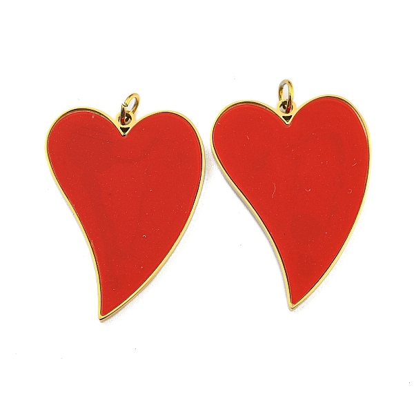 

PandaHall Ion Plating(IP) 304 Stainless Steel Pendants, with Enamel and Jump Ring, Heart Charm, Golden, 25x18x1.5mm, Hole: 2.5mm Stainless..., Red