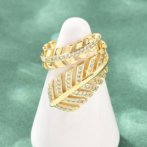 Bagues ouvertes en laiton avec micro pavé de zircones cubiques pour femmes