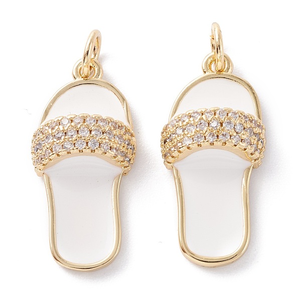 

PandaHall Brass Micro Pave Clear Cubic Zirconia Pendants, with Enamel & Jump Ring, Long-Lasting Plated, Slipper, Real 18K Gold Plated, White...