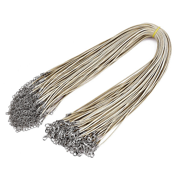 

PandaHall Waxed Cotton Cord Necklace Making, with Alloy Lobster Claw Clasps and Iron End Chains, Platinum, Dark Khaki, 17.12 inch(43.5cm)...