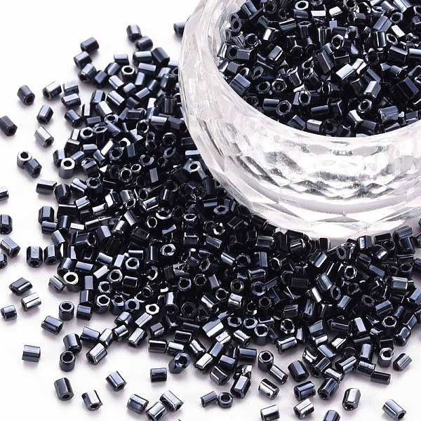 

PandaHall Glass Bugle Beads, Metallic Colours, Prussian Blue, 2.5~3x2mm, Hole: 0.9mm, about 15000pcs/pound Glass