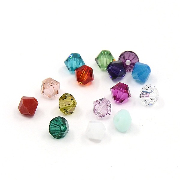 austrian crystal beads, 5301, faceted bicone, mixed color, 4x4mm, hole: 4mm