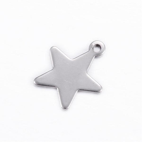 

PandaHall 201 Stainless Steel Charms, Star, Stainless Steel Color, 15x13x0.6mm, Hole: 1.4mm 201 Stainless Steel Star