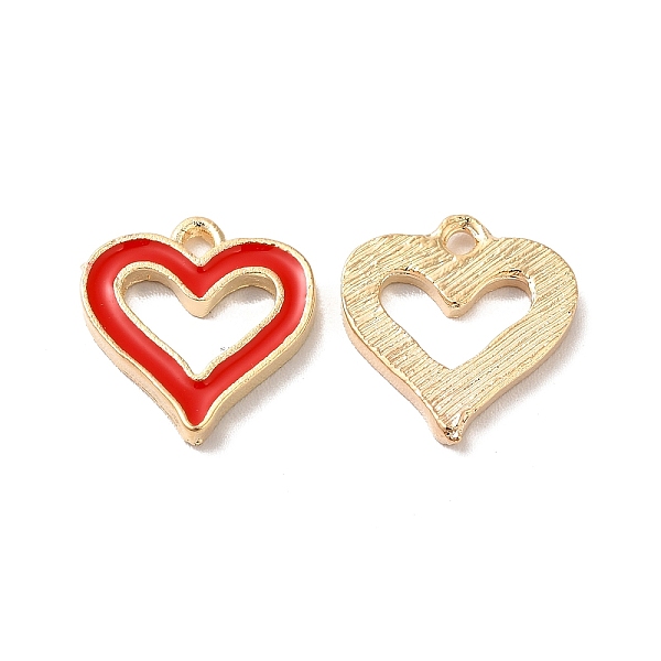 

PandaHall Alloy Enamel Charms, Light Gold, Heart Charm, Red, 14x13.5x1.5mm, Hole: 2mm Alloy+Enamel Heart Red