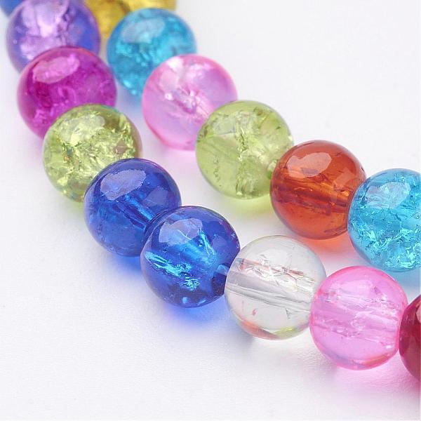 

PandaHall 16 inch Mixed Color Round Crackle Glass Strands, 6mm, about 66pcs/strand, hole: about 1mm Glass Round Multicolor