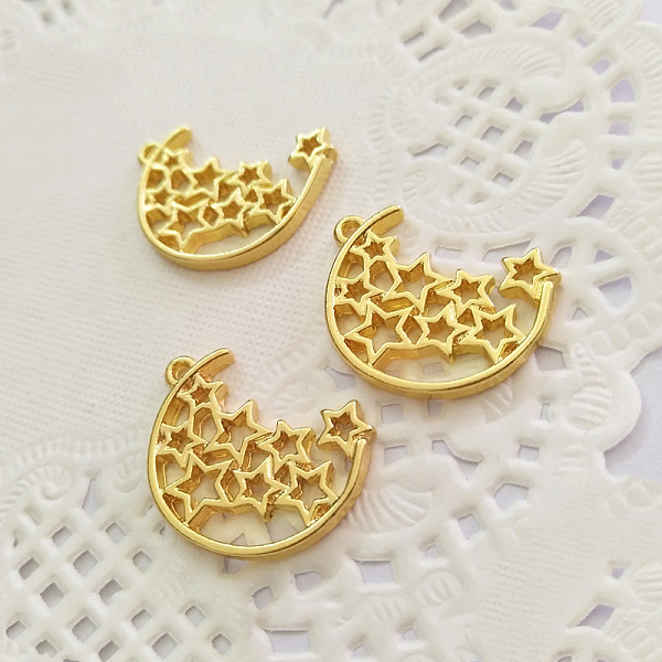

PandaHall Zinc Alloy Open Back Bezel Pendants, For DIY UV Resin, Epoxy Resin, Pressed Flower Jewelry, Moon with Star, Golden, 23x18x2mm...