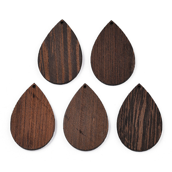 

PandaHall Natural Wenge Wood Pendants, Undyed, Teardrop Charms, Coconut Brown, 48x31.5x3.5mm, Hole: 2mm Wood Teardrop