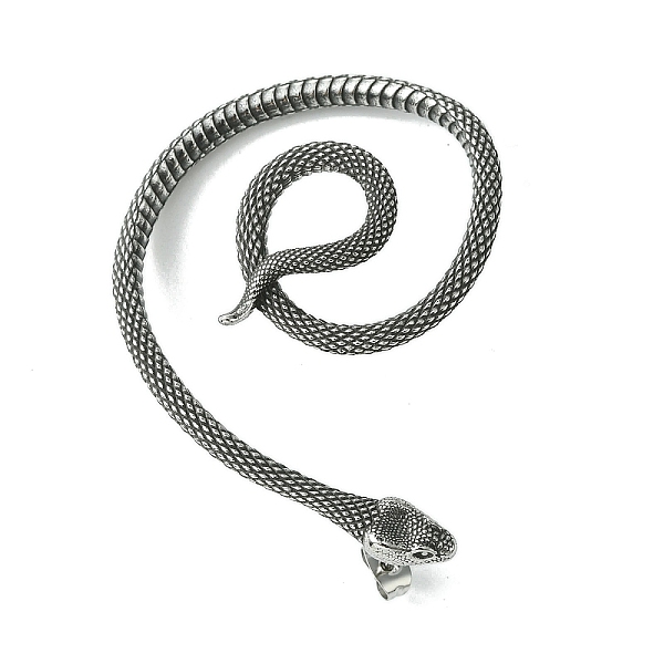 

PandaHall 316 Surgical Stainless Steel Cuff Earrings, Snake, Right, Antique Silver, 56.5x44mm 316 Surgical Stainless Steel Snake