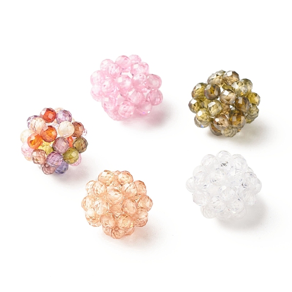 

PandaHall Cubic Zirconia Round Weave Beads, Cluster Beads, Faceted, Mixed Color, 15mm, Hole: 3.5mm Cubic Zirconia Round Multicolor