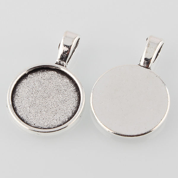 

PandaHall Tibetan Style Alloy Flat Round Pendant Cabochon Settings, Cadmium Free & Lead Free, Plain Edge Bezel Cups, Antique Silver, Tray...