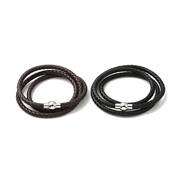 

PandaHall Leather Braided Three Loops Wrap Bracelet with 304 Stainless Steel Clasp for Men Women, Mixed Color, 24-1/4 inch(61.5cm) Leather..., Multicolor