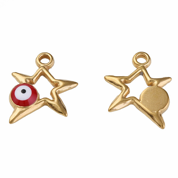 

PandaHall 304 Stainless Steel Enamel Pendants, Star with Evil Eye, Golden, Dark Red, 14.5x13x3mm, Hole: 1.6mm Stainless Steel+Enamel Star