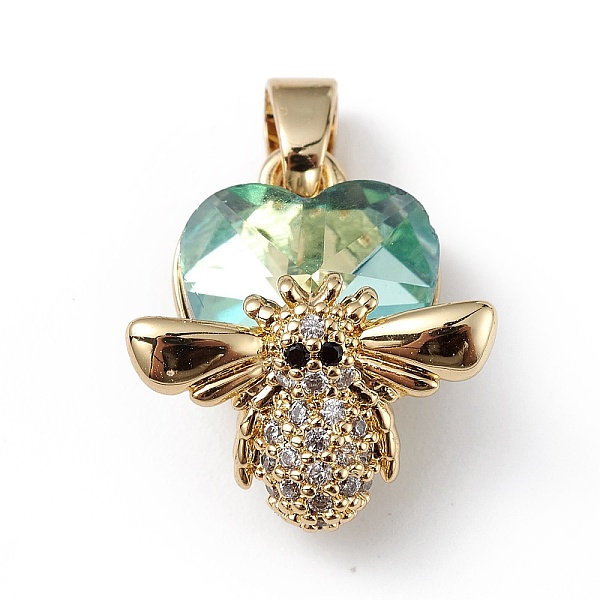 

PandaHall Real 18K Gold Plated Rack Plating Brass Micro Pave Clear Cubic Zirconia Pendants, with Glass, Long-Lasting Plated, Cadmium Free &...