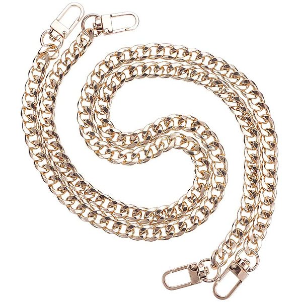 

PandaHall Bag Strap Chains, Iron Curb Link Chains, with Swivel Lobster Claw Clasps, Golden, 60x0.95cm Iron