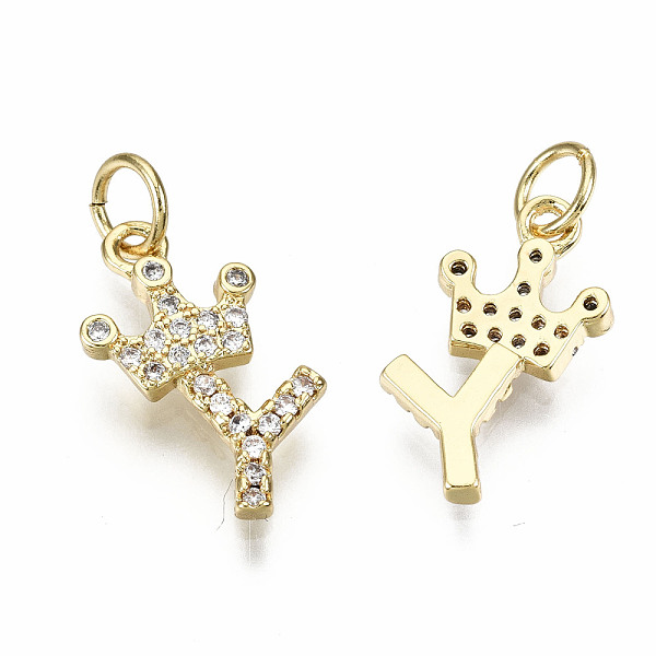 

PandaHall Brass Micro Pave Clear Cubic Zirconia Pendants, with Jump Ring, Nickel Free, Letter, Real 16K Gold Plated, Letter.Y, 16x9x2mm...