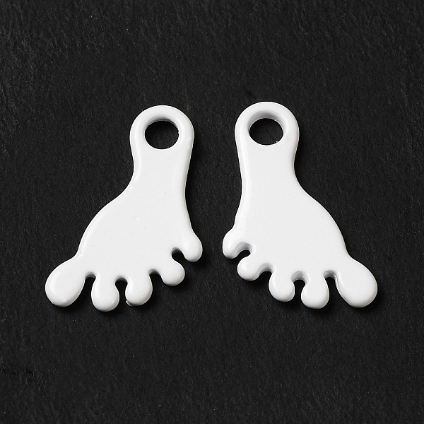 

PandaHall Spray Painted 201 Stainless Steel Charms, Footprint Charm, White, 12x8x1mm, Hole: 1.8mm 201 Stainless Steel Body White