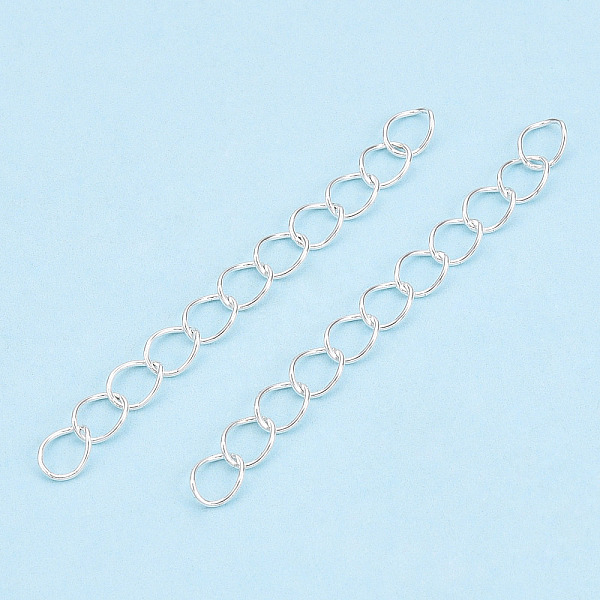 

PandaHall Iron Chain Extender, Curb Chains, Nickel Free, Silver, 70mm, Link: 5~5.5x3.5~4x0.5mm Iron