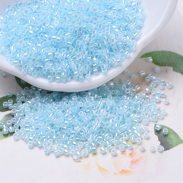 

PandaHall MIYUKI Delica Beads, Cylinder, Japanese Seed Beads, 11/0, (DB0239) Light Aqua Ceylon, 1.3x1.6mm, Hole: 0.8mm, about 2000pcs/10g..., Cyan