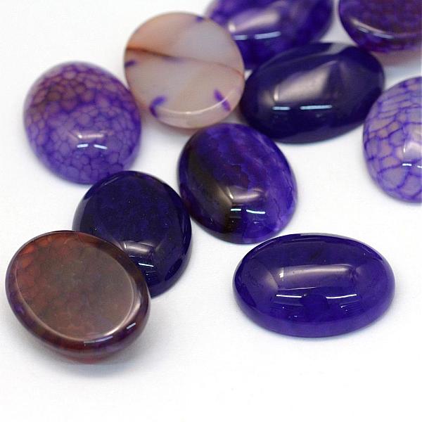 

PandaHall Oval Dyed Natural Crackle Agate Cabochons, Mauve, 20x15x5~7mm Crackle Agate Oval Purple