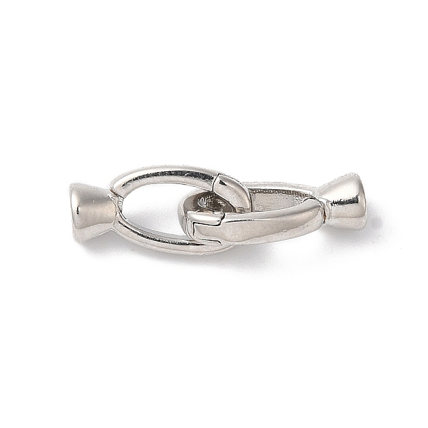 

PandaHall Brass Fold Over Clasps, Oval, Platinum, 22mm, Hole: 2x0.8mm Brass Oval