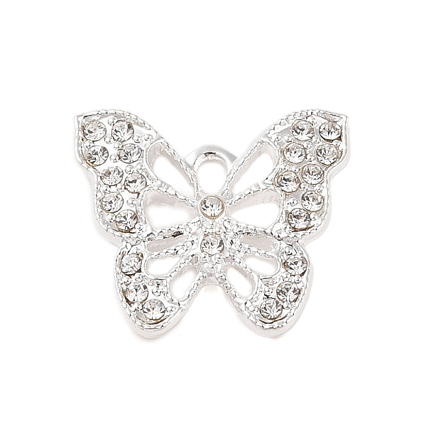 

PandaHall Alloy with Rhinestone Pendants, Cadmium Free & Lead Free, Butterfly, Silver, 20x22x2.5mm, Hole: 2mm Alloy+Rhinestone Butterfly