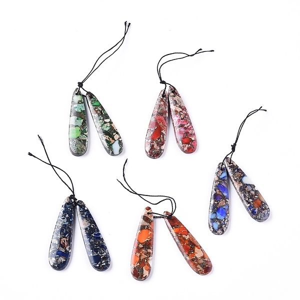 

PandaHall Natural Mixed Gemstone Pendants, for Jewelry Making, Teardrop, 45~45.5x12~12.5x4~4.5mm, Hole: 1mm Mixed Stone Teardrop