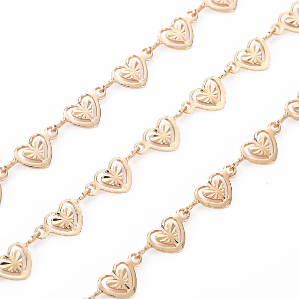 

PandaHall Handmade Brass Link Chains, Soldered, with Spool, Heart, Real 18K Gold Plated, 10x4.5x0.5mm, about 16.4 Feet(5m)/roll Brass