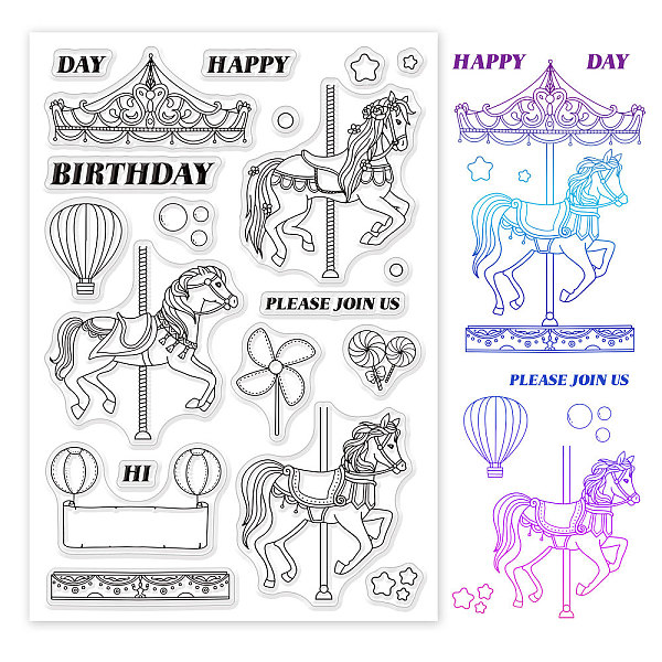 

PandaHall PVC Plastic Stamps, for DIY Scrapbooking, Photo Album Decorative, Cards Making, Stamp Sheets, Horse Pattern, 16x11x0.3cm Plastic...