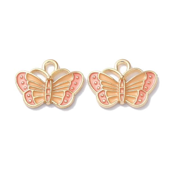 

PandaHall Alloy Enamel Pendants, Golden, Butterfly Charm, Pink, 13x17.5x1.5mm, Hole: 2mm Alloy+Enamel Butterfly Pink