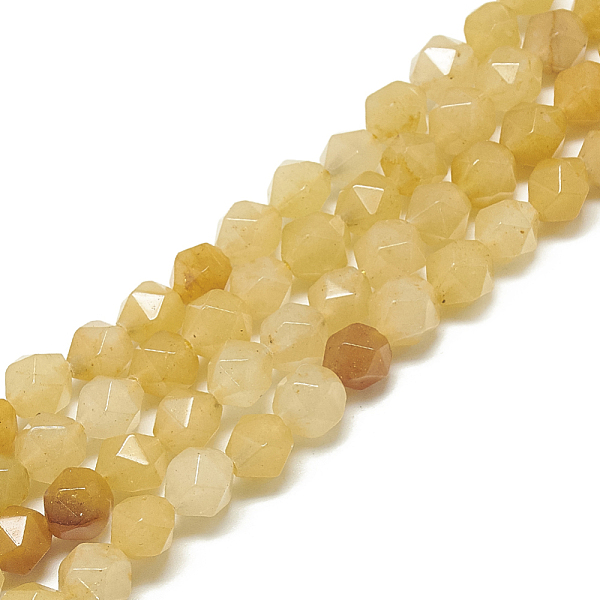 

PandaHall Natural Yellow Jade Beads Strands, Faceted, Round, 7.5~8x7~8x7~8mm, Hole: 1mm, about 47pcs/14.9 inch Yellow Jade Round