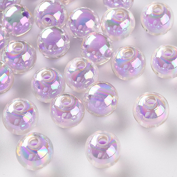 

PandaHall Transparent Acrylic Beads, Bead in Bead, AB Color, Round, Lilac, 9.5x9mm, Hole: 2mm Acrylic Round Purple