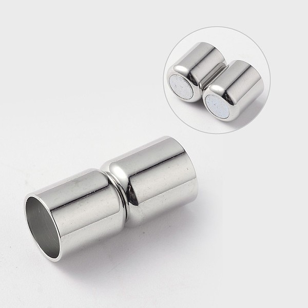 

PandaHall Column Brass Magnetic Clasps with Glue-in Ends, Cadmium Free & Nickel Free & Lead Free, Platinum, 20x9mm, Hole: 8mm Brass Column