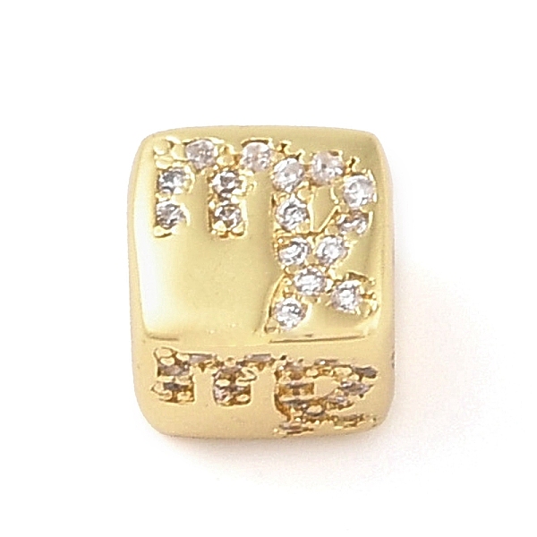 

PandaHall Brass Micro Pave Clear Cubic Zirconia European Beads, Cube, Virgo, 8x8x7.5mm, Hole: 4.5mm Brass+Cubic Zirconia Virgo Clear