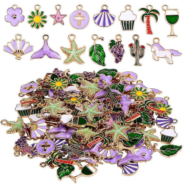 

PandaHall 150Pcs 15 Style Alloy Enamel Pendants, Mixed Shapes, Light Gold, Mixed Color, 10pcs/style Alloy+Enamel Mixed Shapes Multicolor