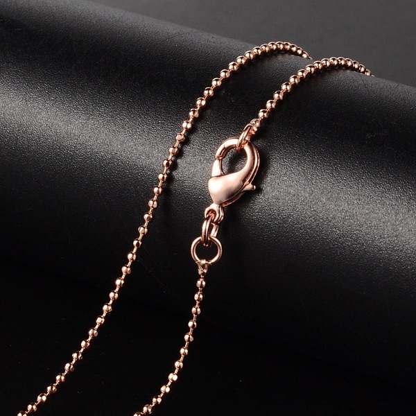 

PandaHall Brass Necklaces, Ball Chain, Faceted, with Lobster Clasp, Rose Gold, 18.11 inch(46cm), 1.2mm Brass