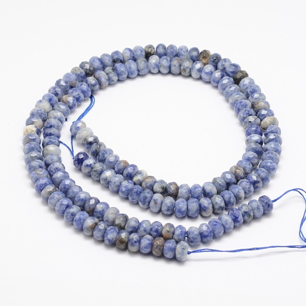 Facettierten Natürlichen Blauen Fleck Jaspis Rondelle Perlen Stränge