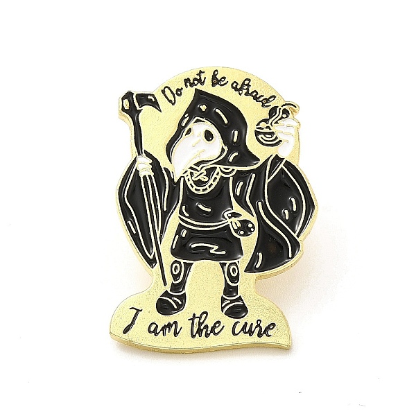 

PandaHall Plague Doctor Enamel Pin, Light Gold Alloy Word Don't Be Afraid I Am The Cure Brooch for Clothes Backpack, Black, 30x20.5x1.5mm...