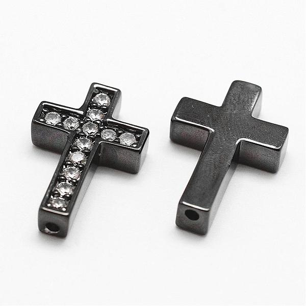 

PandaHall Brass Micro Pave Grade AAA Cubic Zirconia Beads, Cross, Cadmium Free & Nickel Free & Lead Free, Gunmetal, 18.8x12.8x3.8mm, Hole...