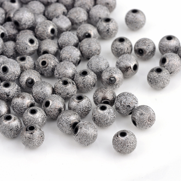 

PandaHall Spray Painted Acrylic Beads, Matte Style, Round, Gray, 6mm, Hole: 1.5mm, about 4700pcs/500g Acrylic Round Gray