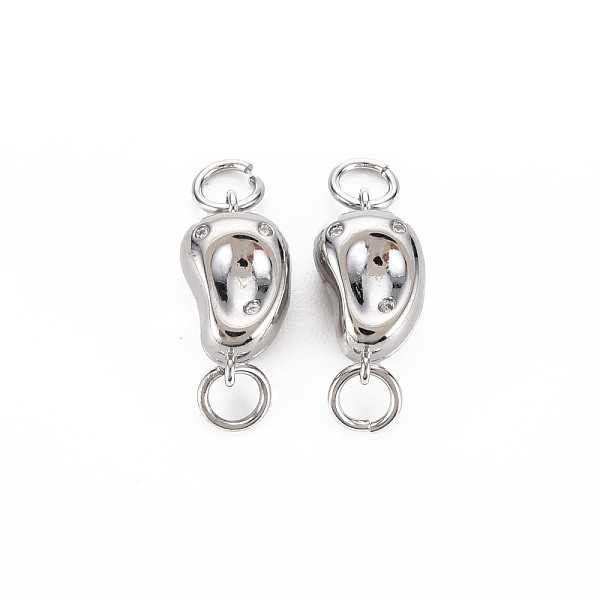 

PandaHall Brass Connector Charms, with Jump Rings, Nickel Free, Beans, Real Platinum Plated, 14.5x7.5x6mm, Jump Ring: 5x1mm, 3mm inner...